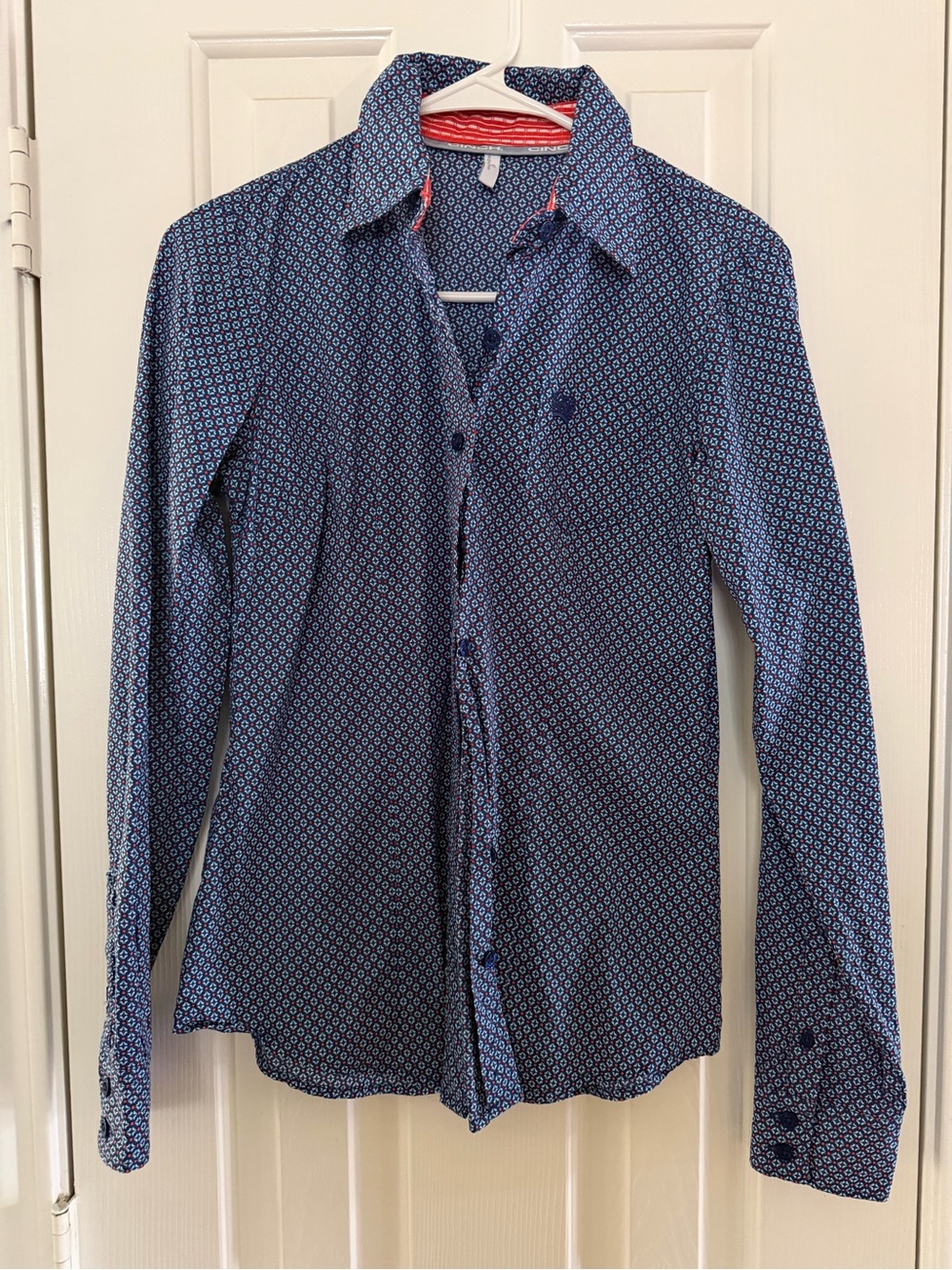 Cinch Blue Geometric-Print Button Down Shirt